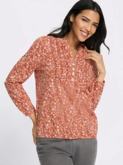 Langarmshirt mit Rüschen am Ausschnitt