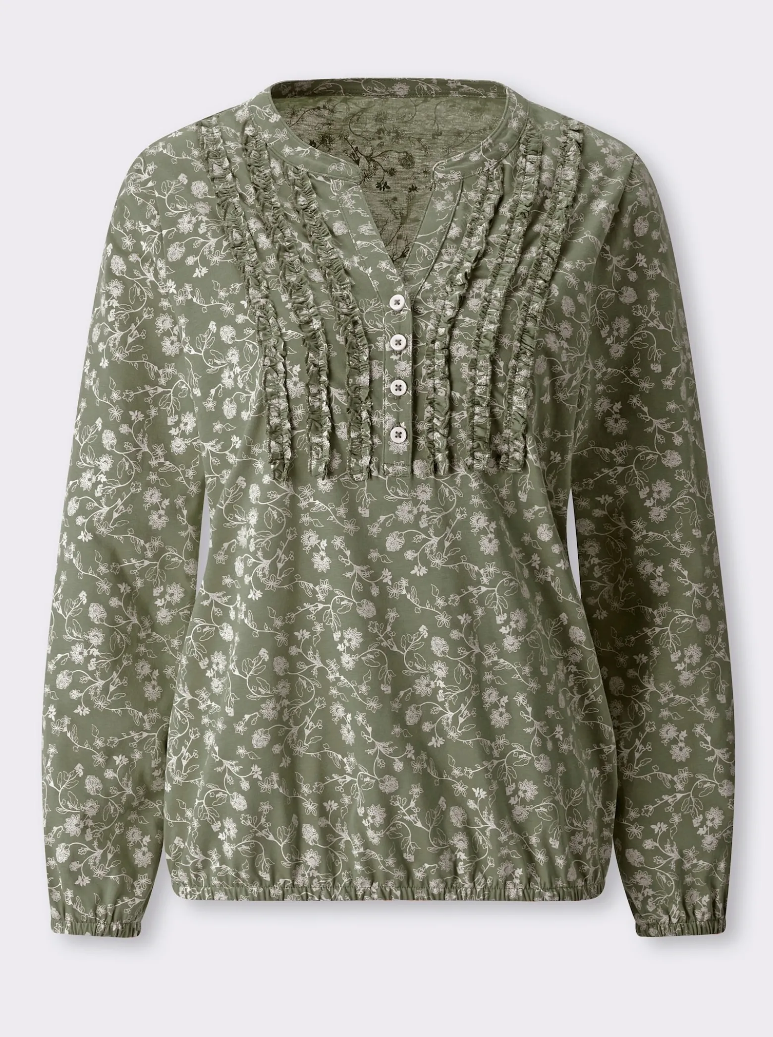 Langarmshirt mit Rüschen am Ausschnitt