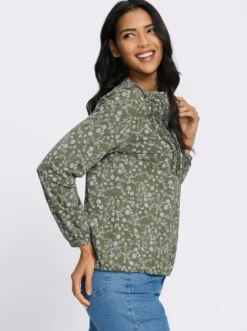 Langarmshirt mit Rüschen am Ausschnitt