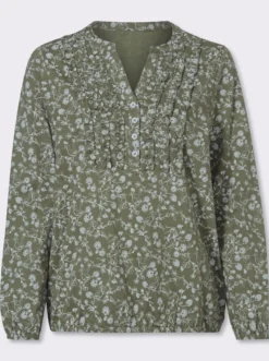 Langarmshirt mit Rüschen am Ausschnitt