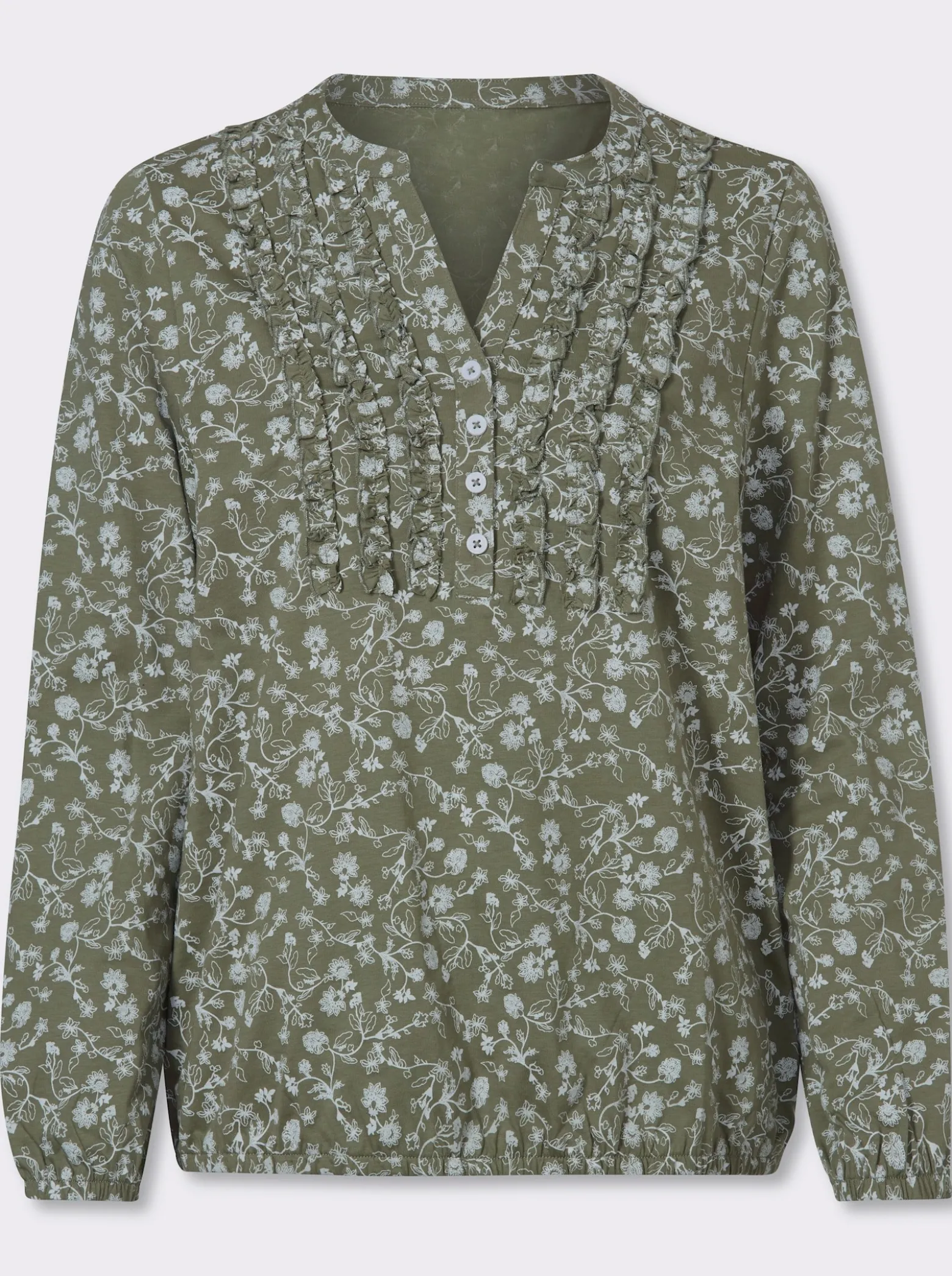 Langarmshirt mit Rüschen am Ausschnitt