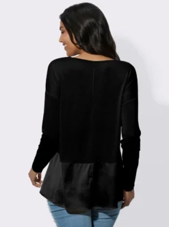 Langarmshirt mit Satin-Einsatz