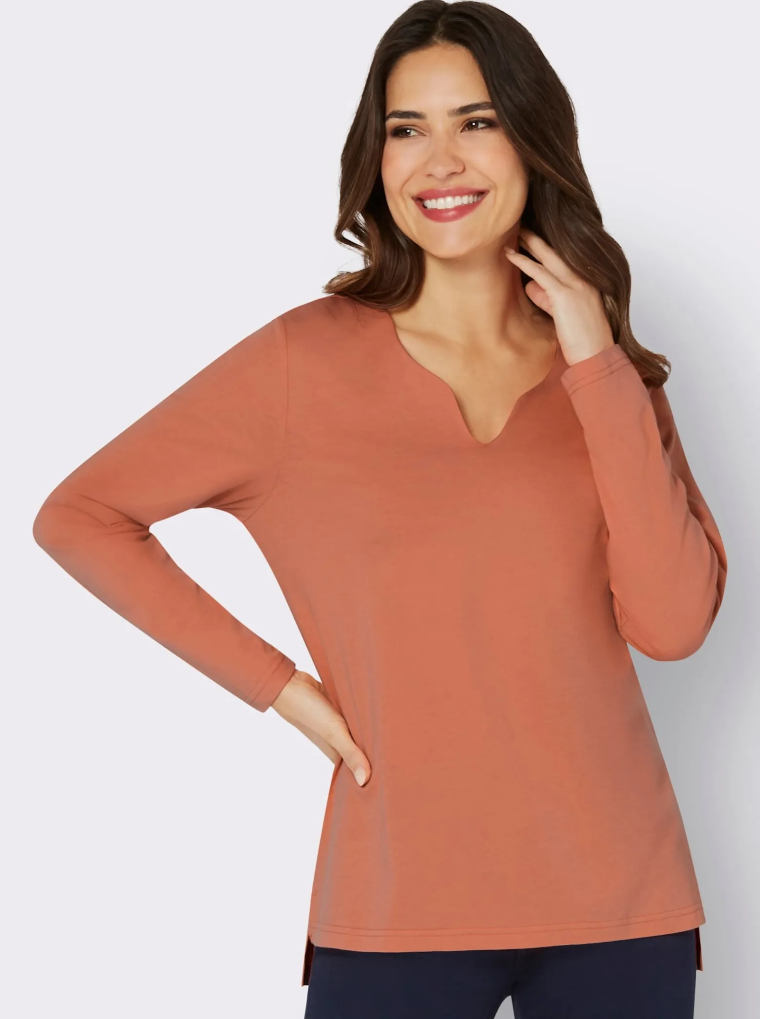 Langarmshirt mit Seitenschlitzen