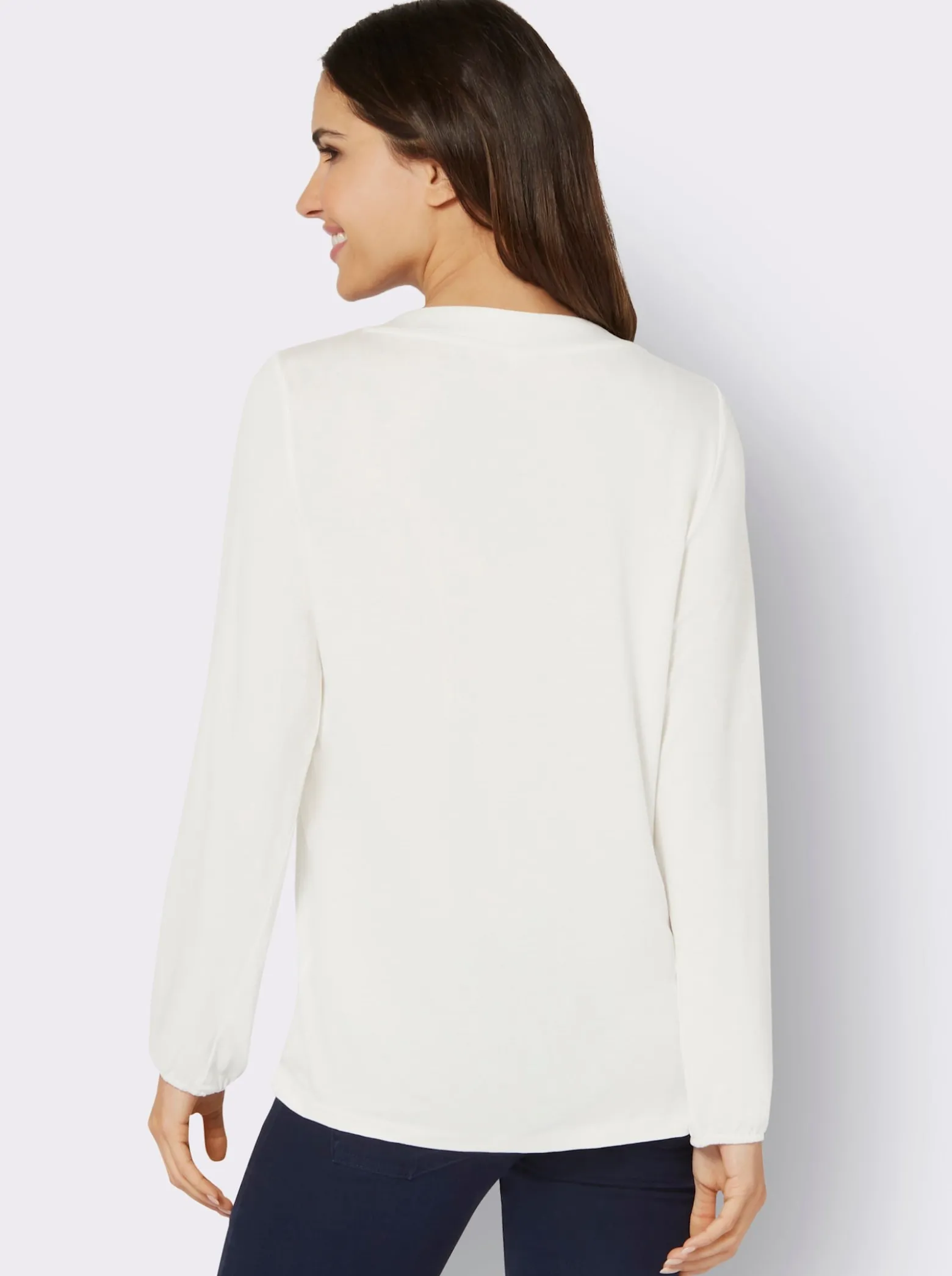 Langarmshirt mit Spitzeneinsatz