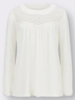 Langarmshirt mit Spitzeneinsatz