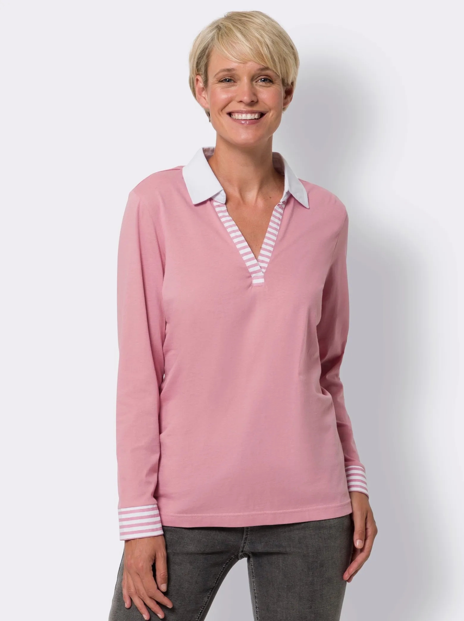 Langarmshirt mit Streifenpartien