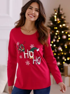 Langarmshirt mit Weihnachts-Motiv