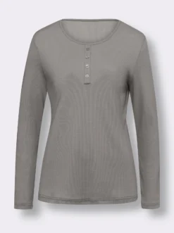 Langarmshirt mit Zierknopfleiste