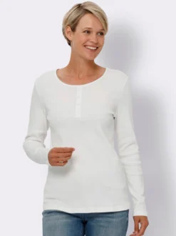 Langarmshirt mit Zierknopfleiste