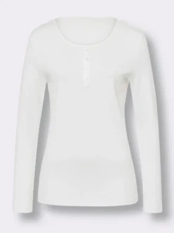 Langarmshirt mit Zierknopfleiste
