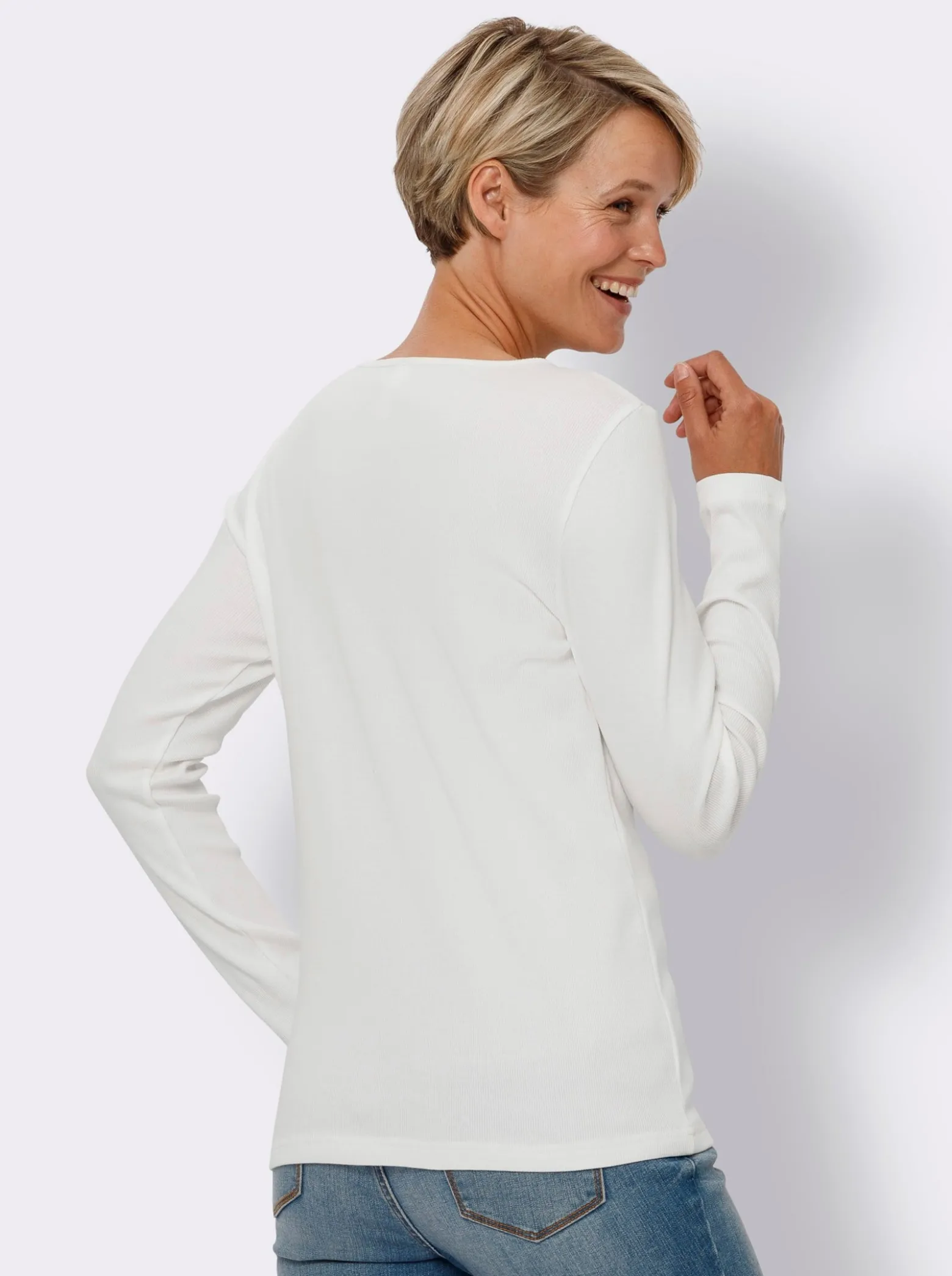 Langarmshirt mit Zierknopfleiste