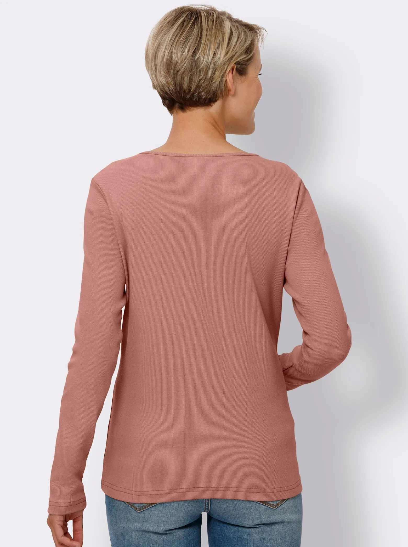 Langarmshirt mit Zierknopfleiste
