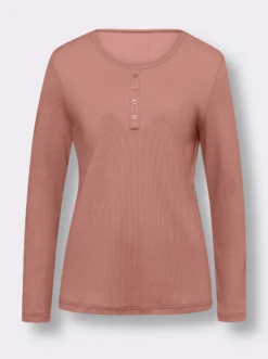 Langarmshirt mit Zierknopfleiste