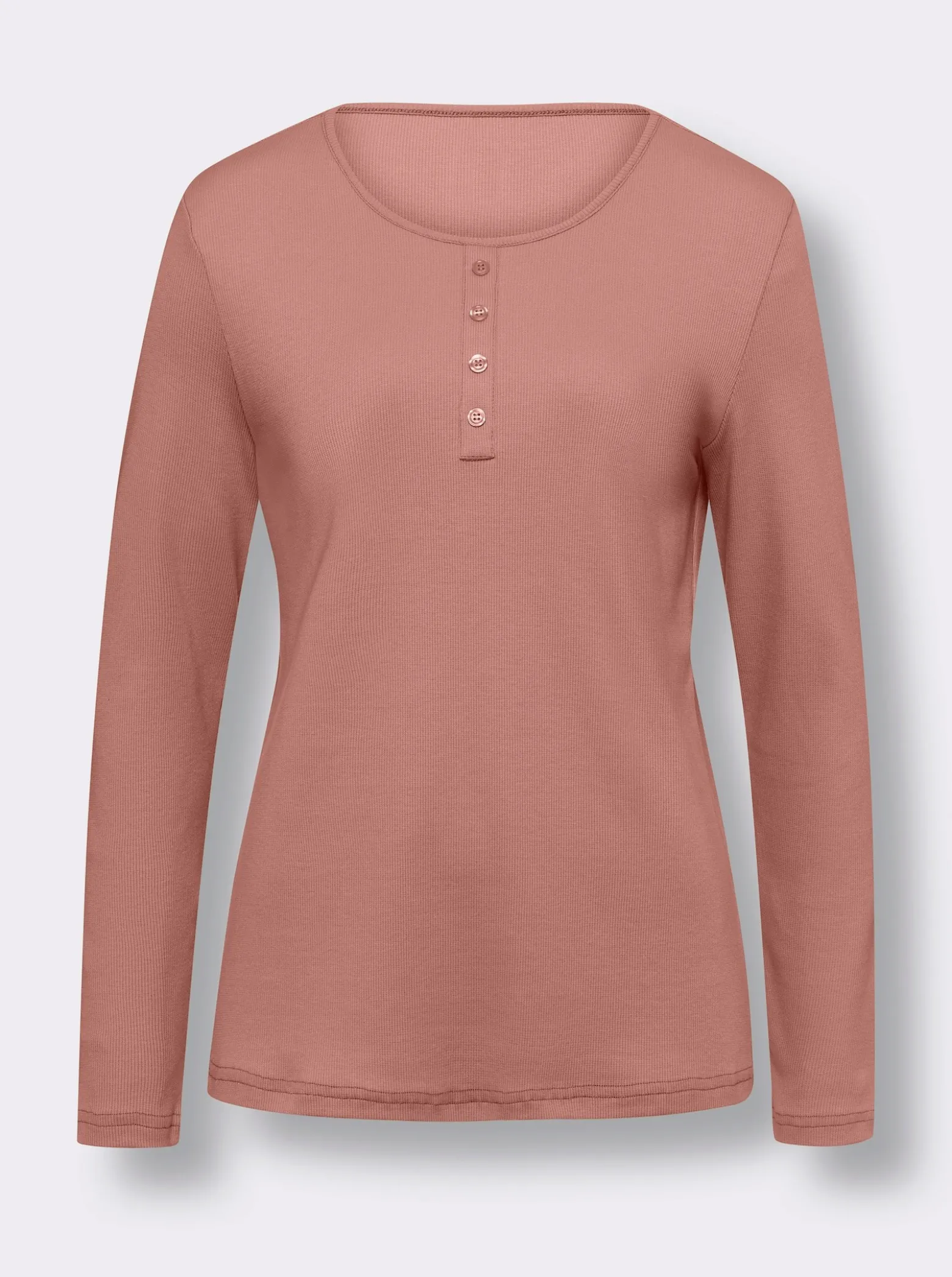 Langarmshirt mit Zierknopfleiste