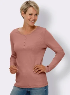 Langarmshirt mit Zierknopfleiste