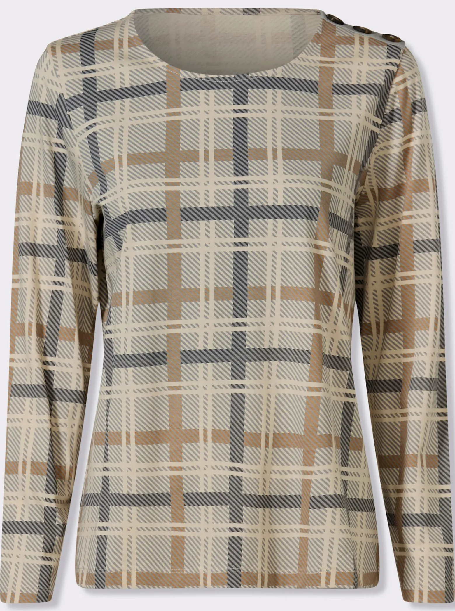 Langarmshirt mit Zierknopfleiste