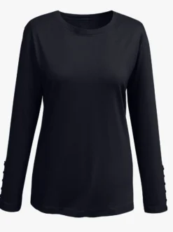 Langarmshirt mit Zierknopfleiste