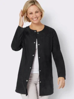 Longblazer in Veloursleder-Optik