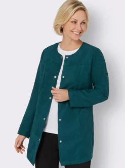 Longblazer in Veloursleder-Optik