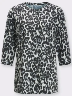 Longbluse im Animal-Dessin