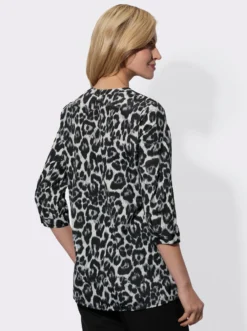 Longbluse im Animal-Dessin