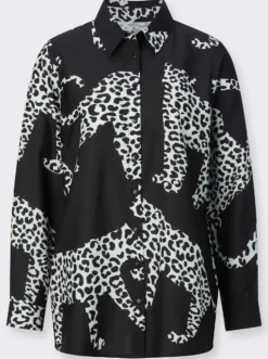 Longbluse im Animal-Dessin