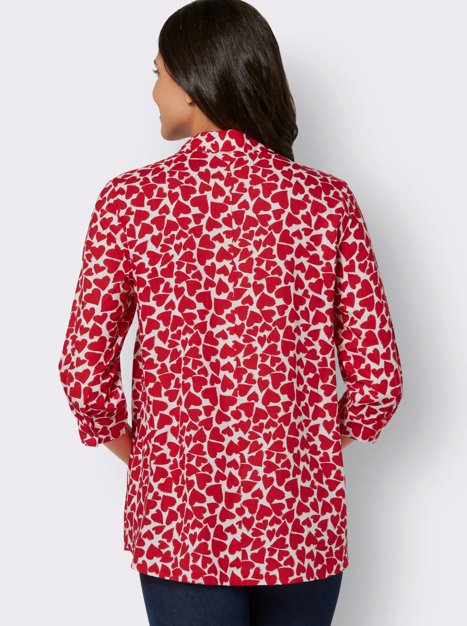 Longbluse im Herz-Dessin, reine Viskose