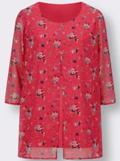 Longbluse im Lagenlook mit Chiffon
