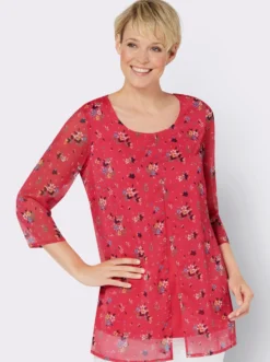 Longbluse im Lagenlook mit Chiffon