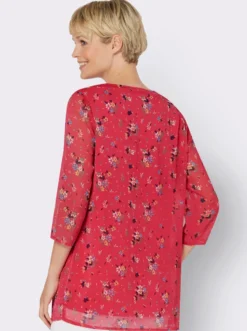 Longbluse im Lagenlook mit Chiffon