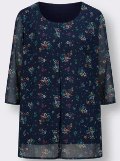 Longbluse im Lagenlook mit Chiffon