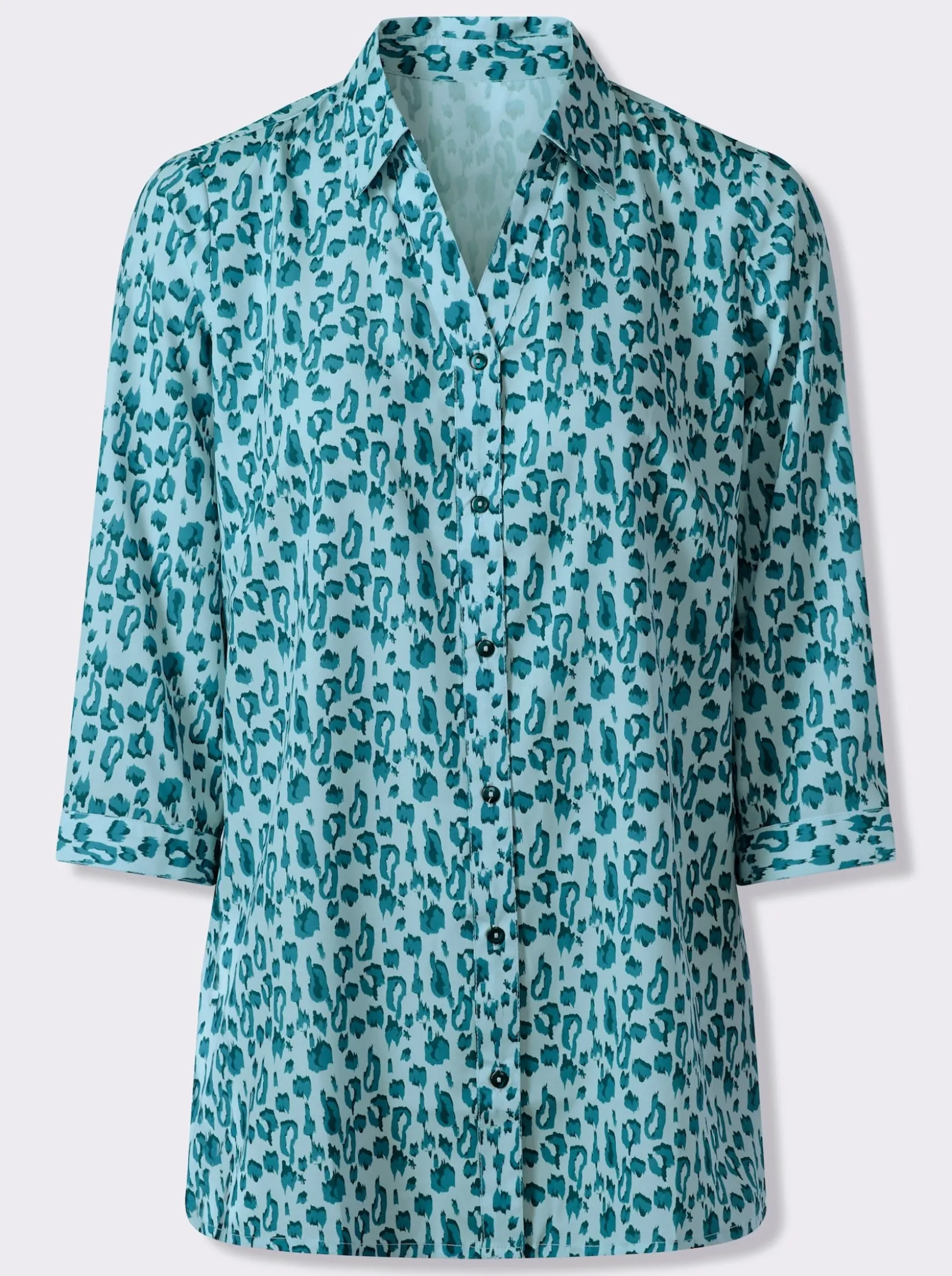Longbluse im Leo-Muster