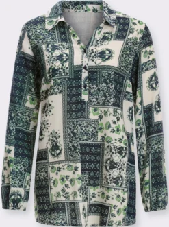 Longbluse im Paisley-Druck in Patch-Optik