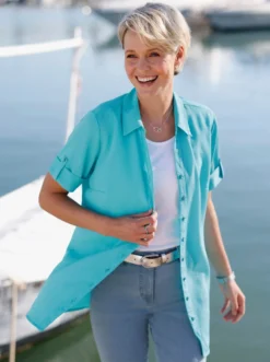 Longbluse in Crêpe-Qualität