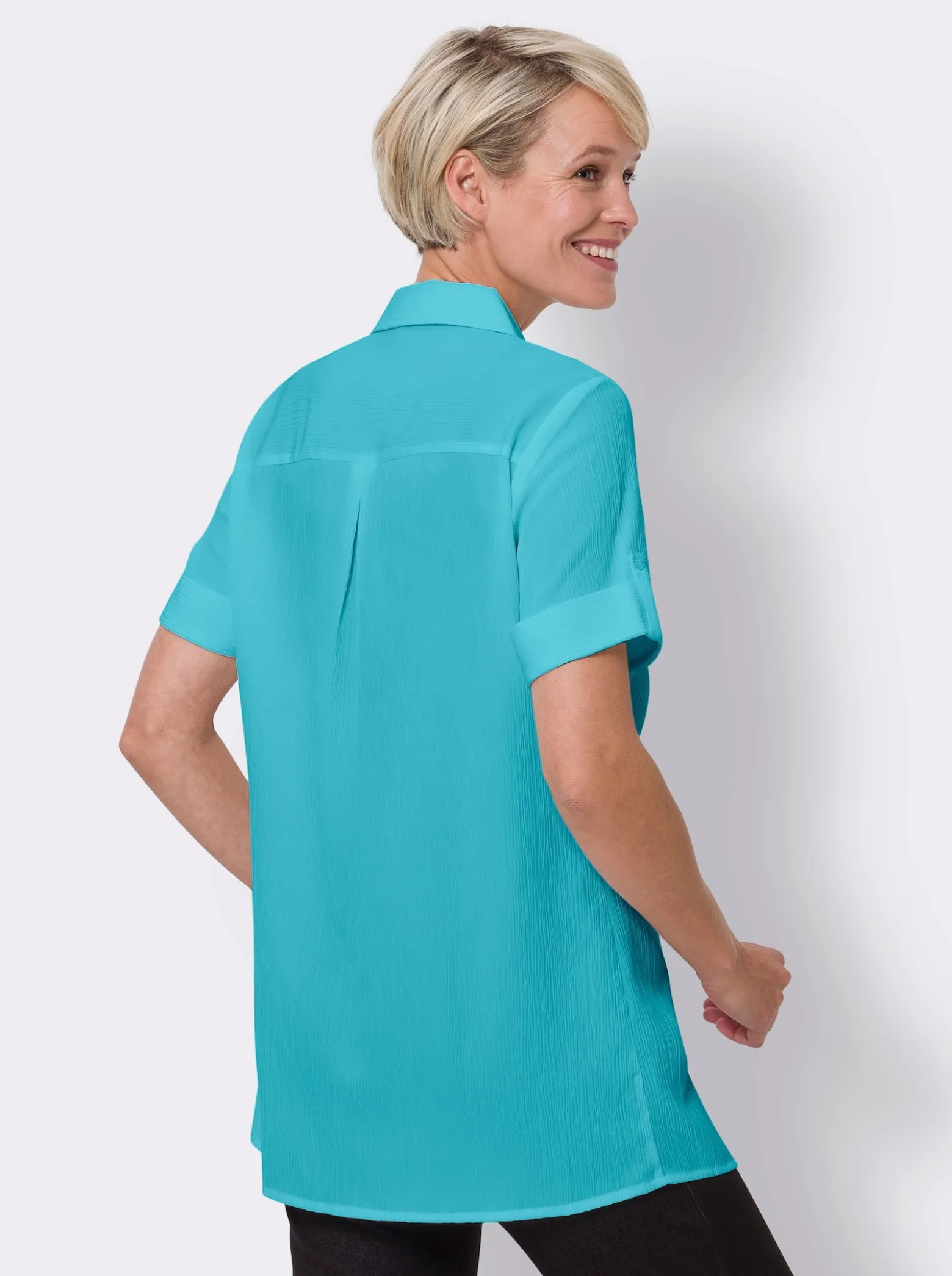 Longbluse in Crêpe-Qualität