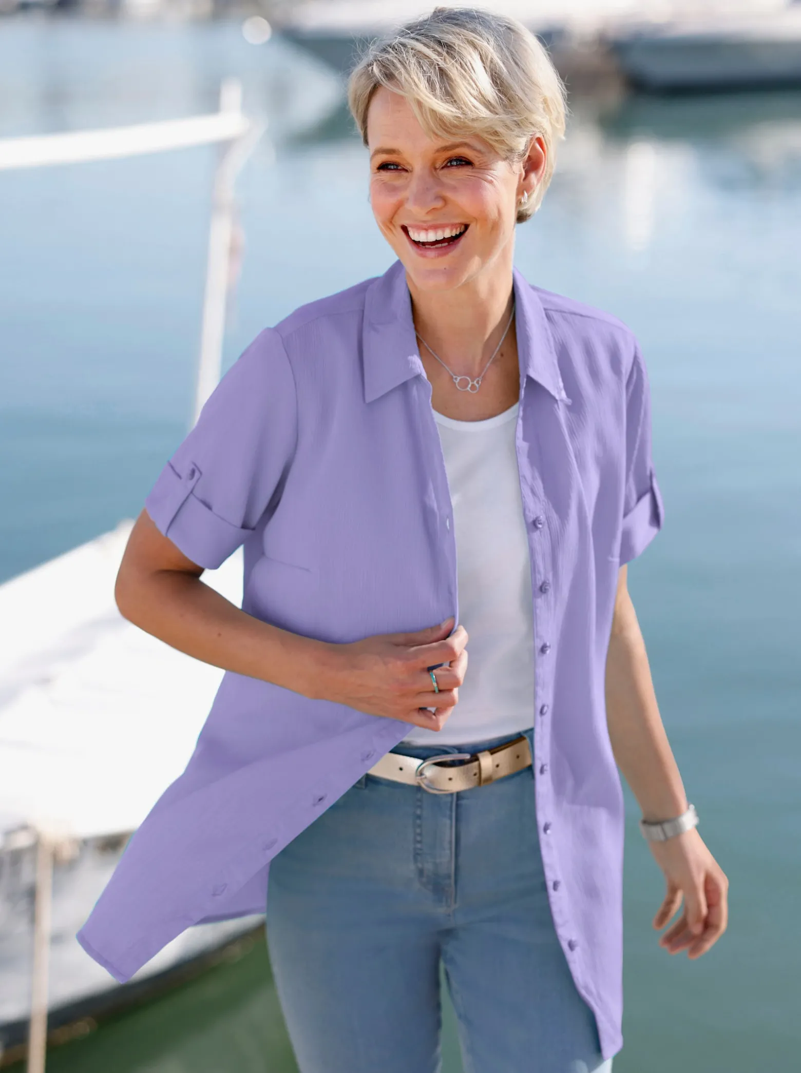 Longbluse in Crêpe-Qualität