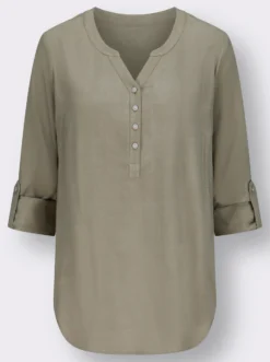 Longbluse mit abgerundetem Saum