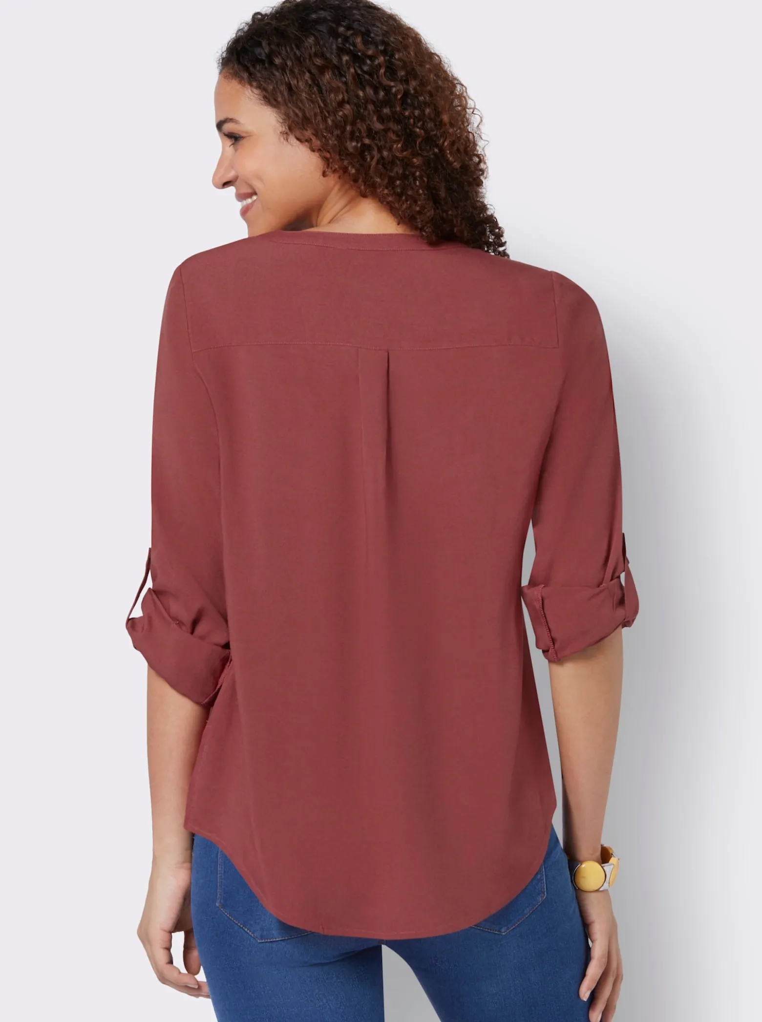 Longbluse mit abgerundetem Saum