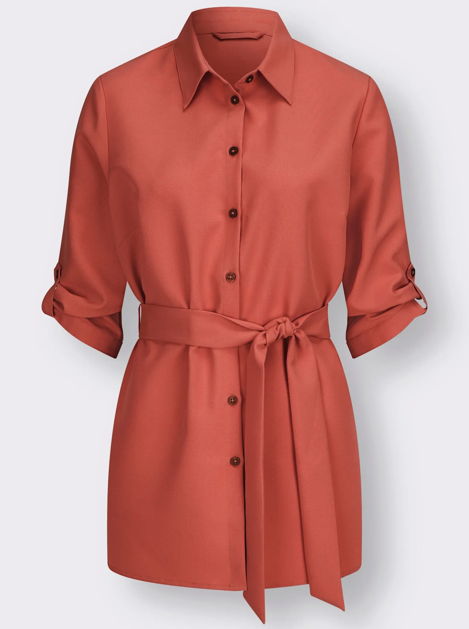 Longbluse mit Bindegürtel