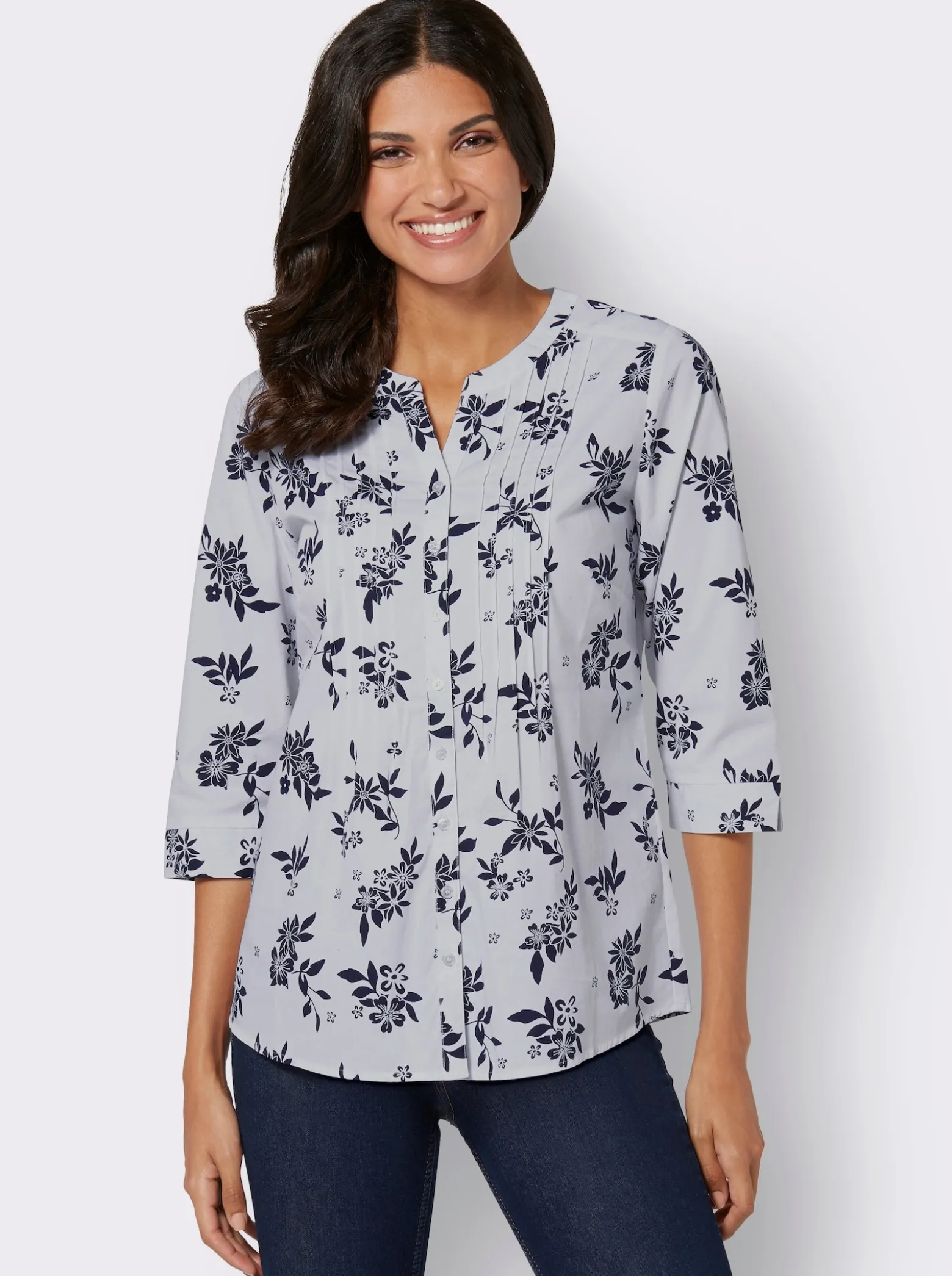 Longbluse mit Blumen-Muster