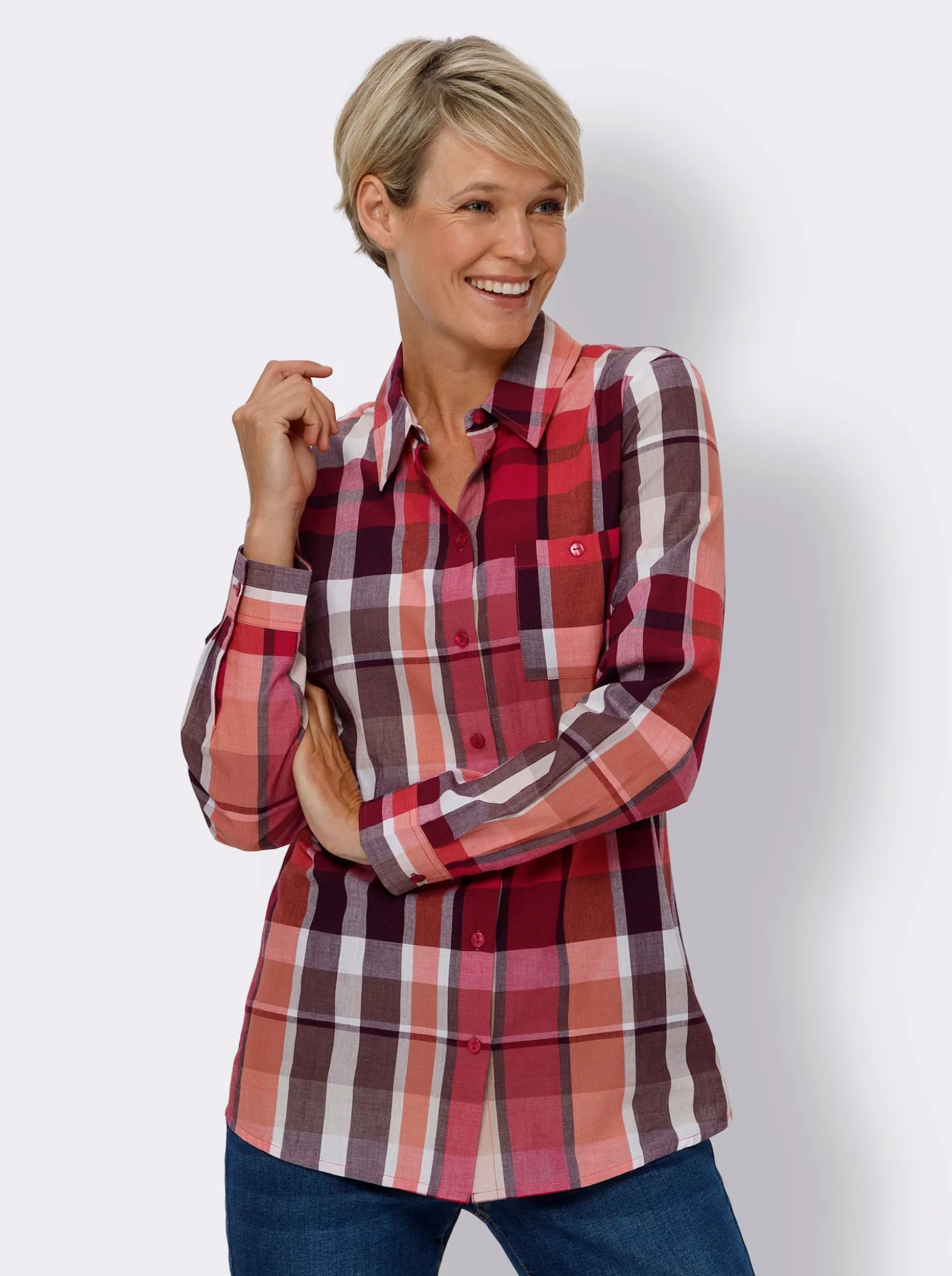 Longbluse mit 1 Brusttasche