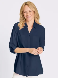Longbluse mit Brusttaschen