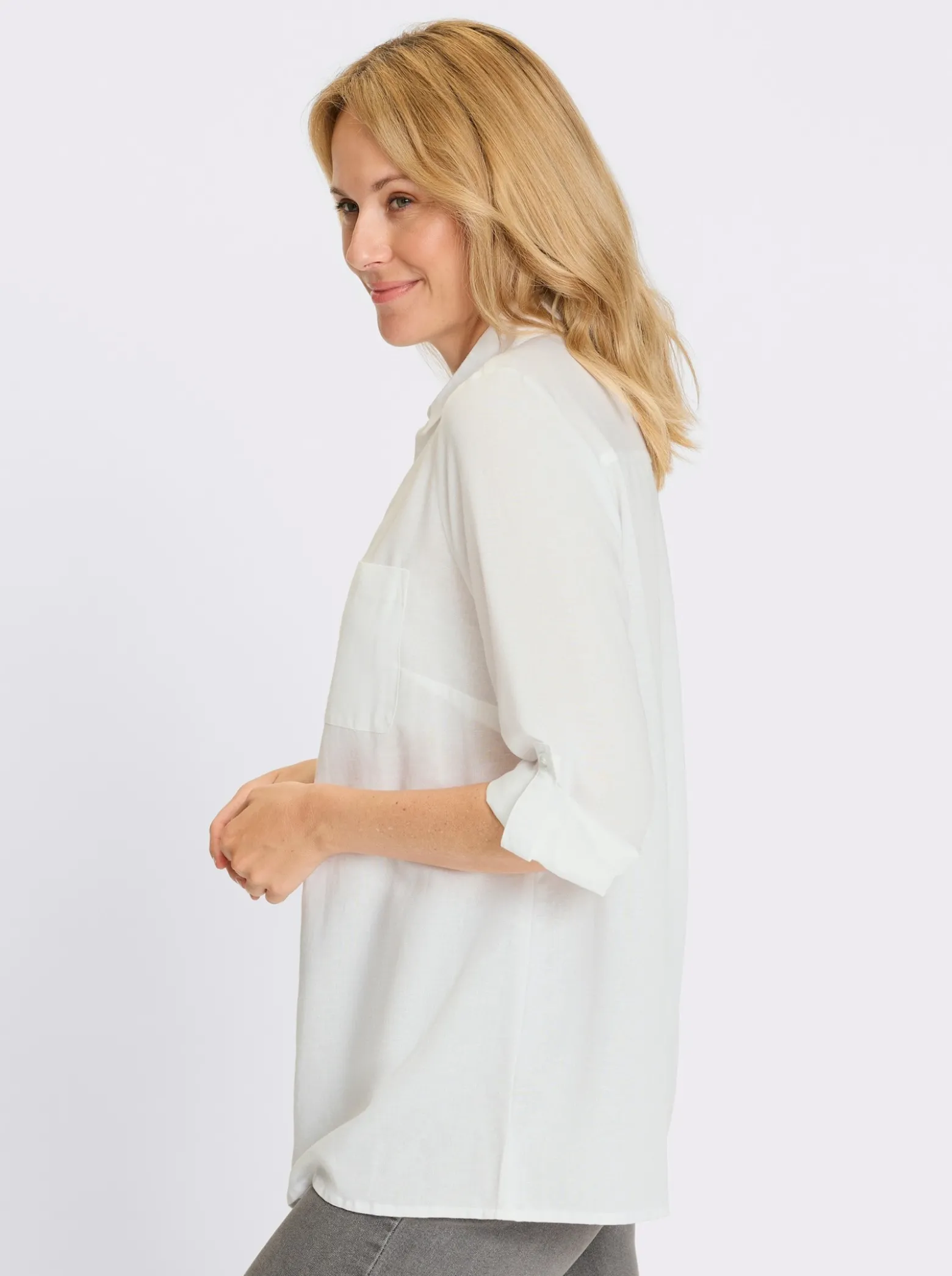 Longbluse mit Brusttaschen