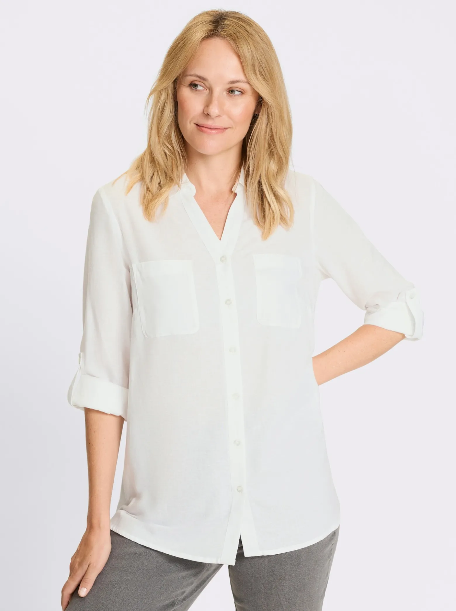 Longbluse mit Brusttaschen