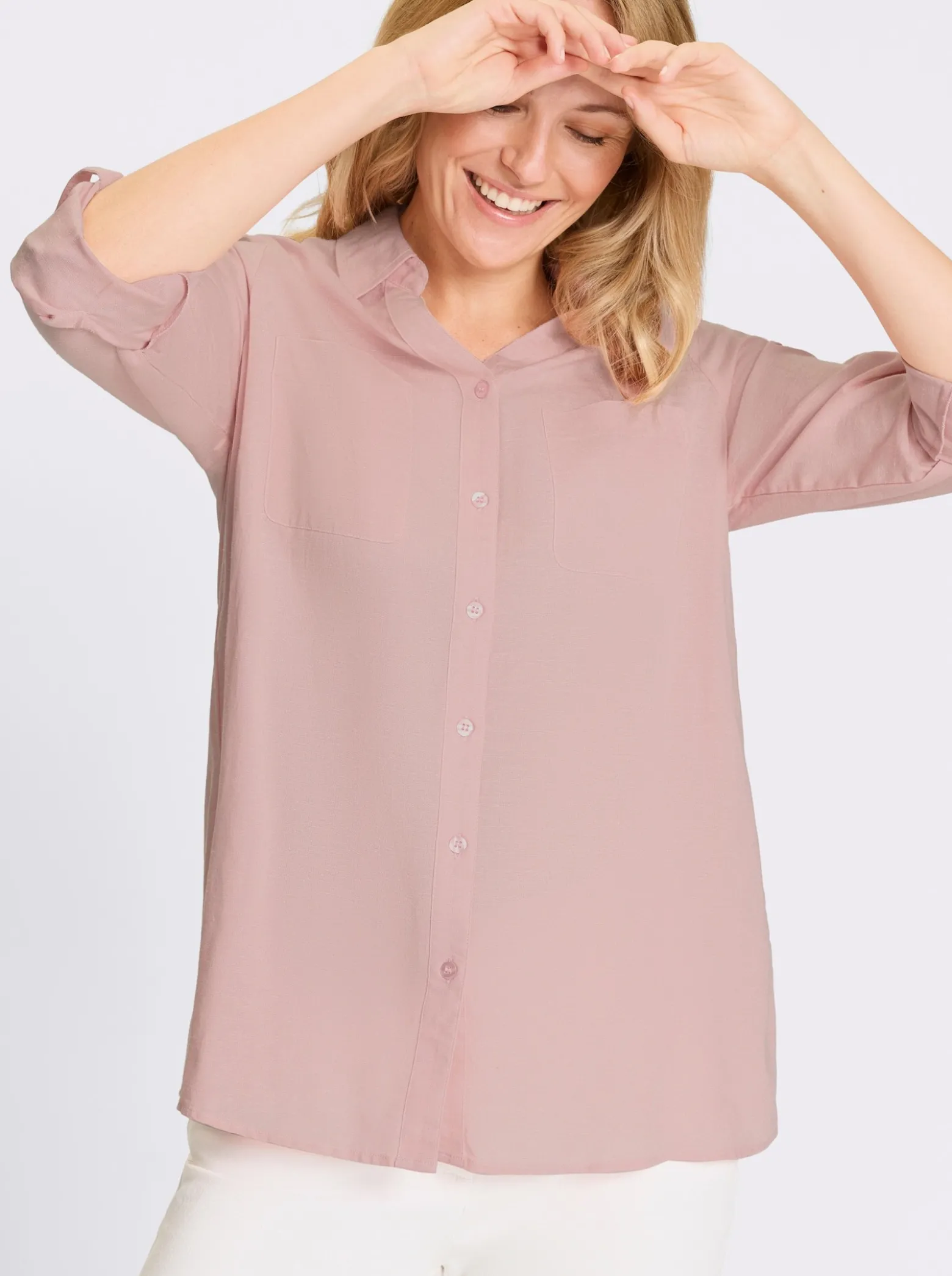 Longbluse mit Brusttaschen