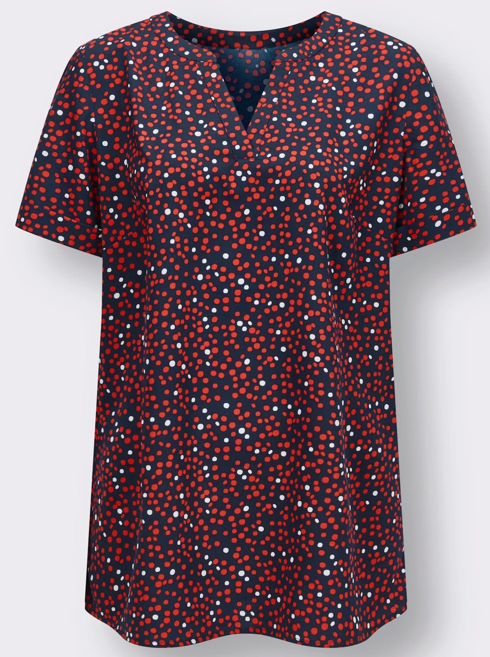 Longbluse mit fixiertem Ärmelaufschlag