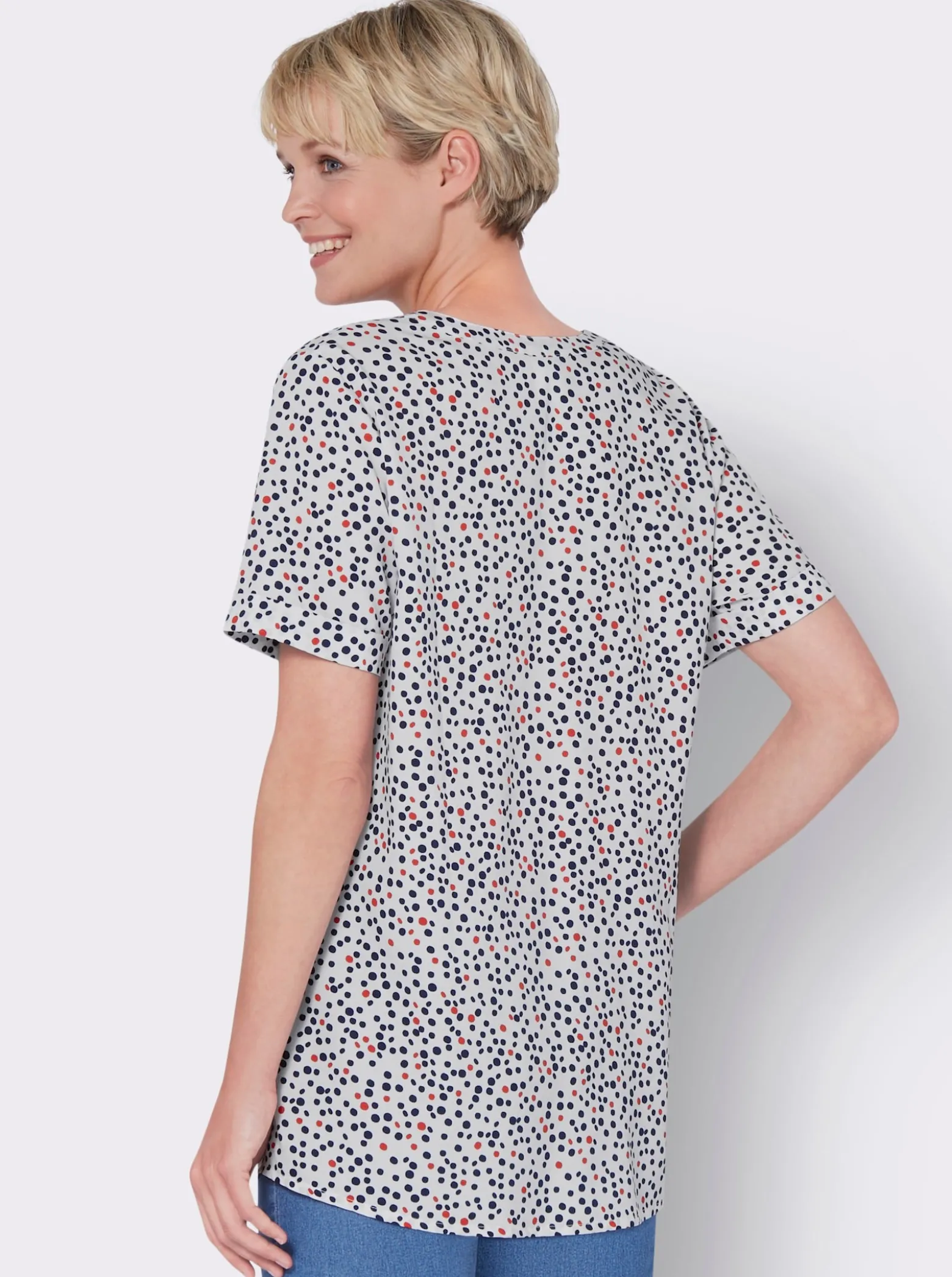 Longbluse mit fixiertem Ärmelaufschlag