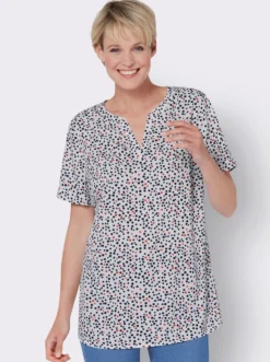 Longbluse mit fixiertem Ärmelaufschlag