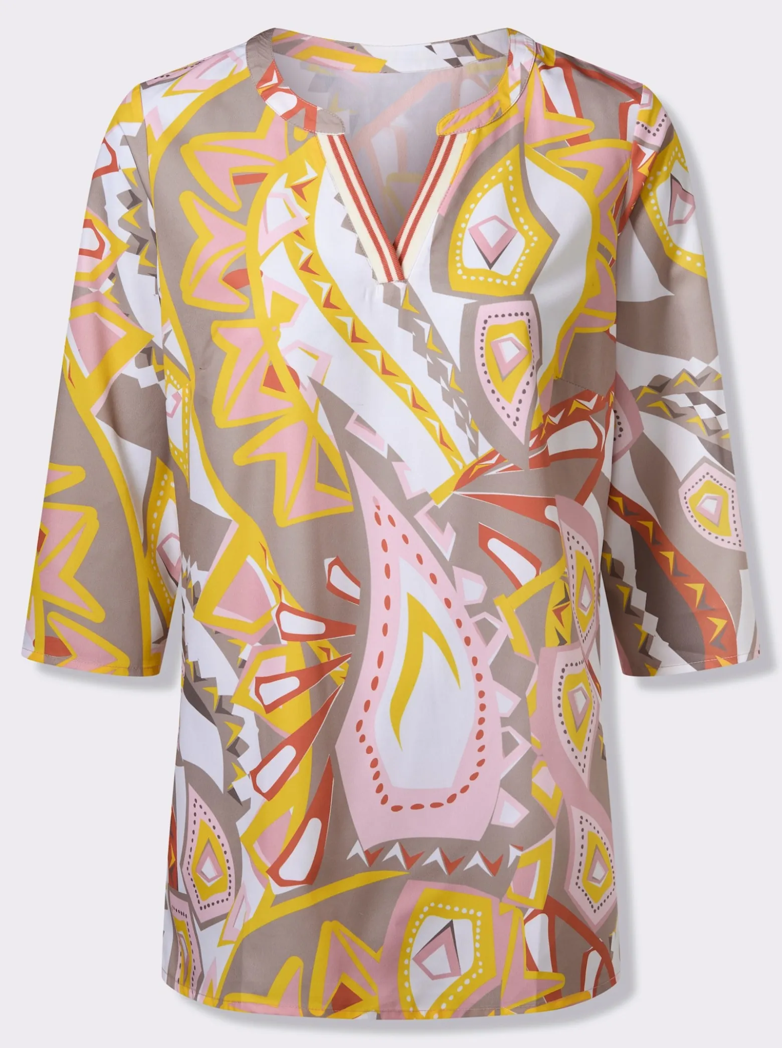 Longbluse mit gestreiftem Ripsband