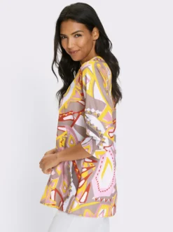 Longbluse mit gestreiftem Ripsband